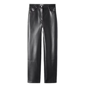 Aritzia Wilfred Melina High Rise Faux Leather Straight Leg Pant in Black 14Short
